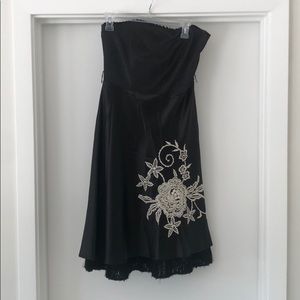 Black Satin Strapless Dress
